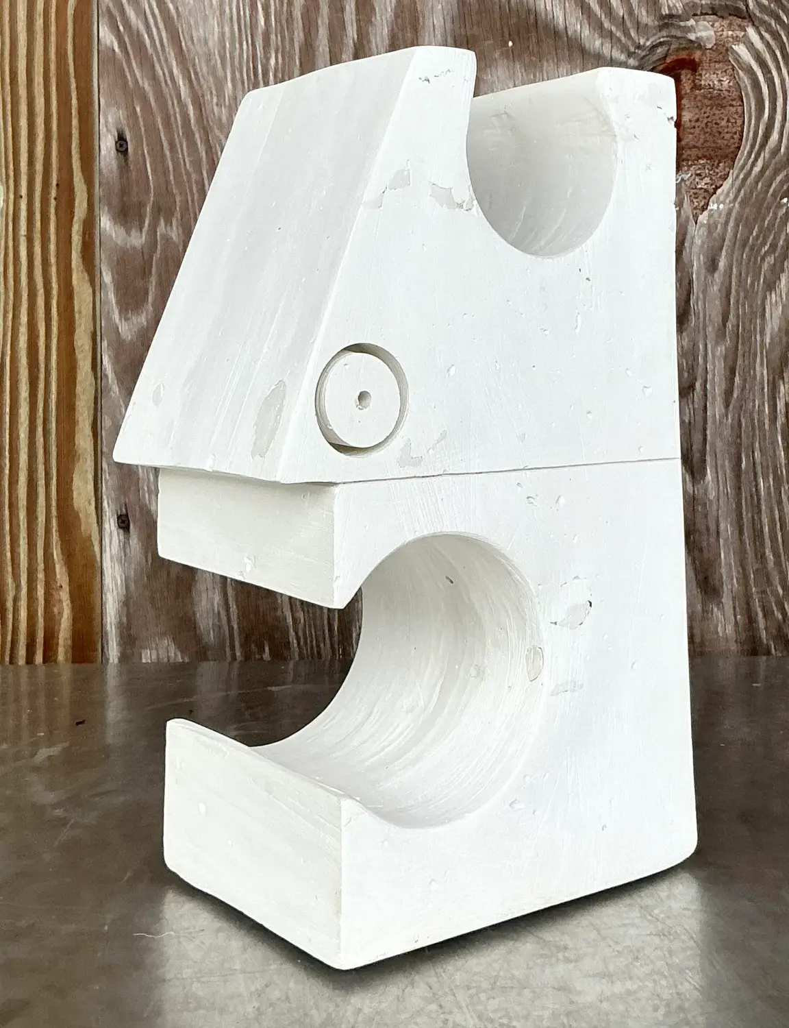 Vintage Boho Constructivist Bust of Man Sculpture - Side view