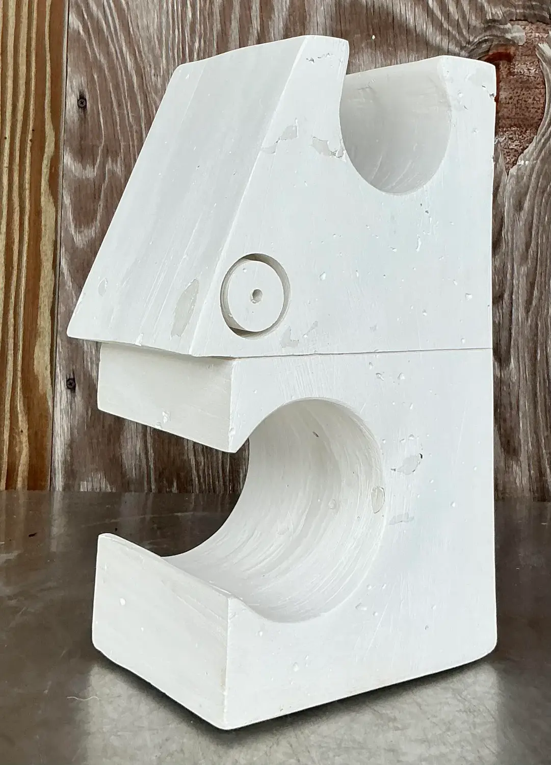 Vintage Boho Constructivist Bust of Man Sculpture - Back view