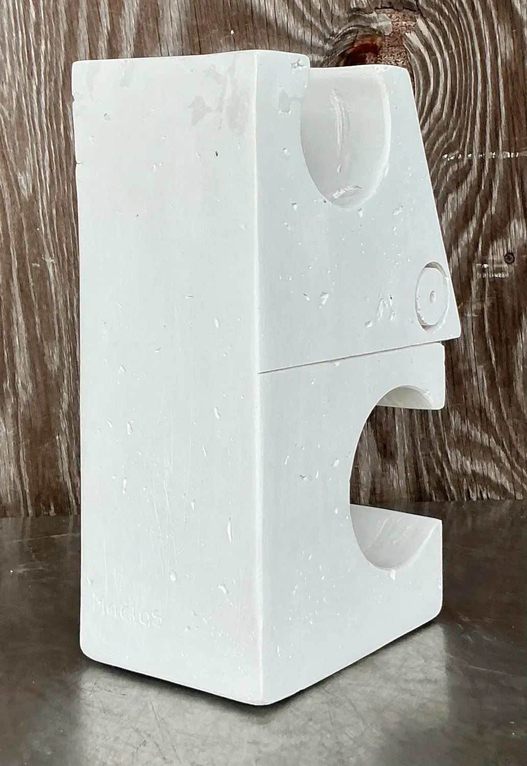 Vintage Boho Constructivist Bust of Man Sculpture - Top view