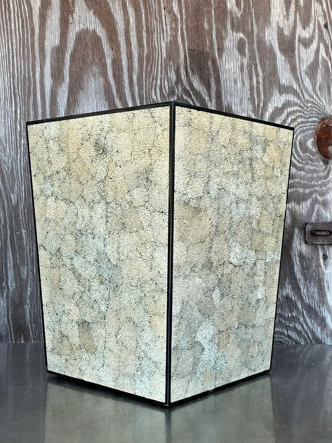 Vintage Boho Coquille D’Oeuf Eggshell Side Table - Top view