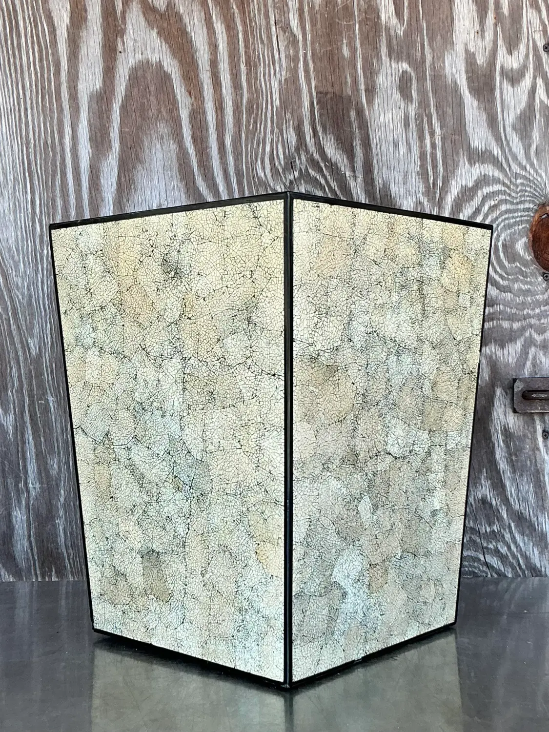 Vintage Boho Coquille D’Oeuf Eggshell Side Table - Side view