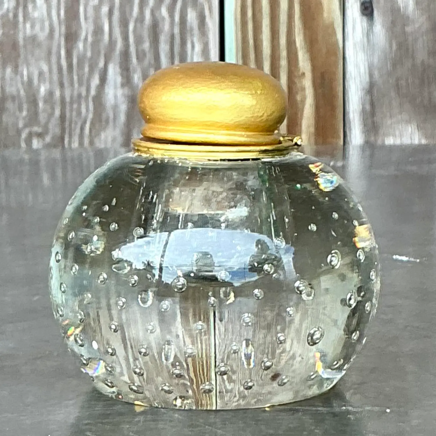 Vintage Boho Cut Glass Inkwells - Set of 3 - Detail view