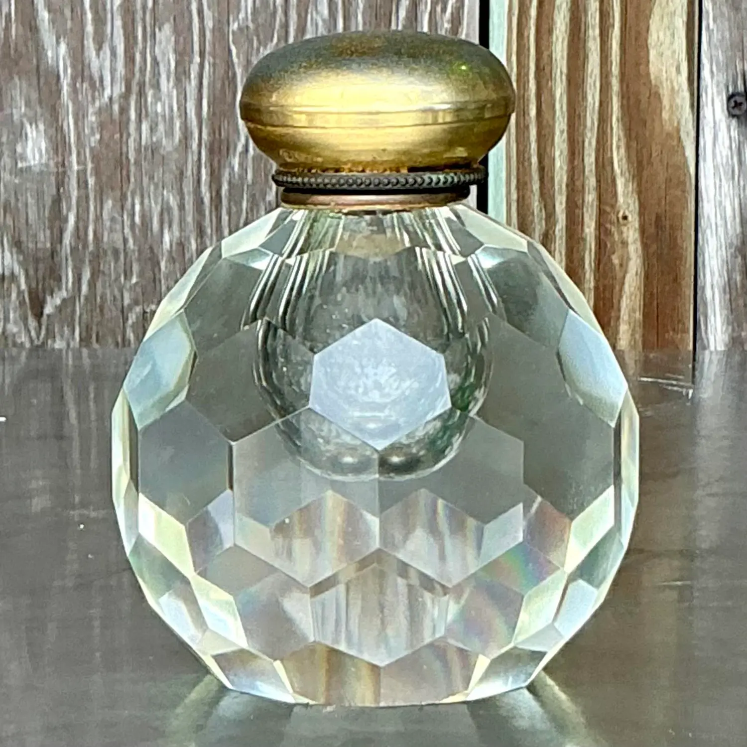 Vintage Boho Cut Glass Inkwells - Set of 3 - Top view