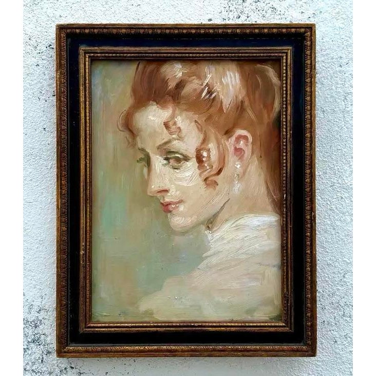Vintage Boho Delicate Portrait of Red Haired Woman - Detail view
