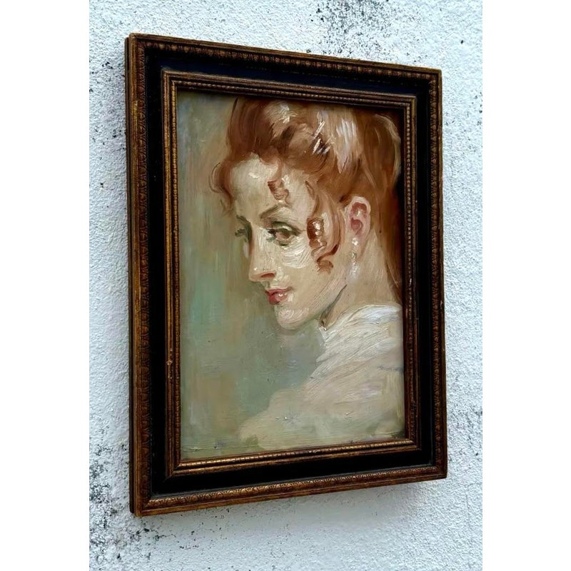 Vintage Boho Delicate Portrait of Red Haired Woman - Top view