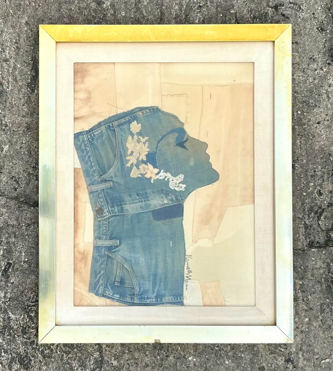 Vintage Boho Denim Collage Portrait - Top view