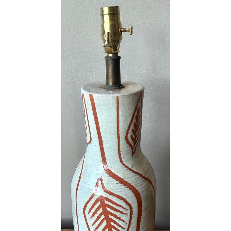 Vintage Boho Design Technics Glazed Ceramic Lamp - Top view