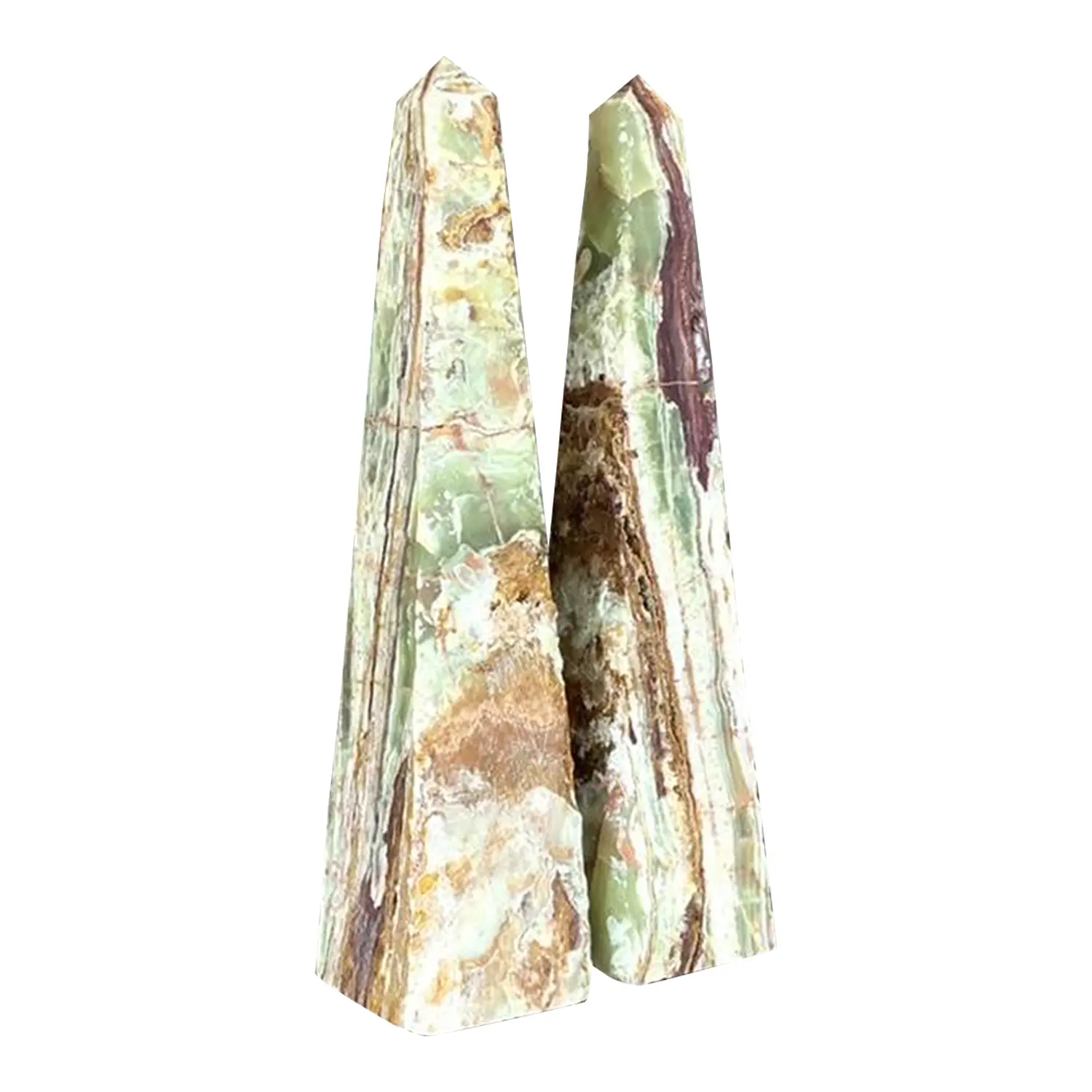 Vintage Boho Distressed Opal Obelisks - a Pair