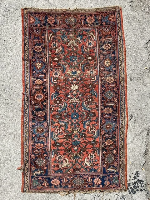 Vintage Boho Distressed Woven Rug - Top view