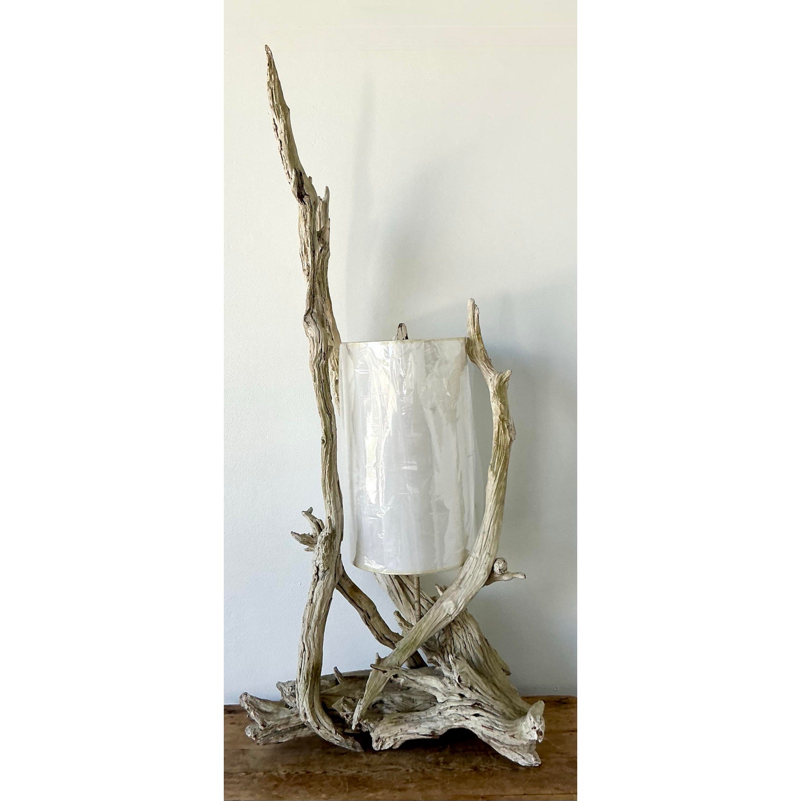 Vintage Boho Driftwood Lamp - Side view