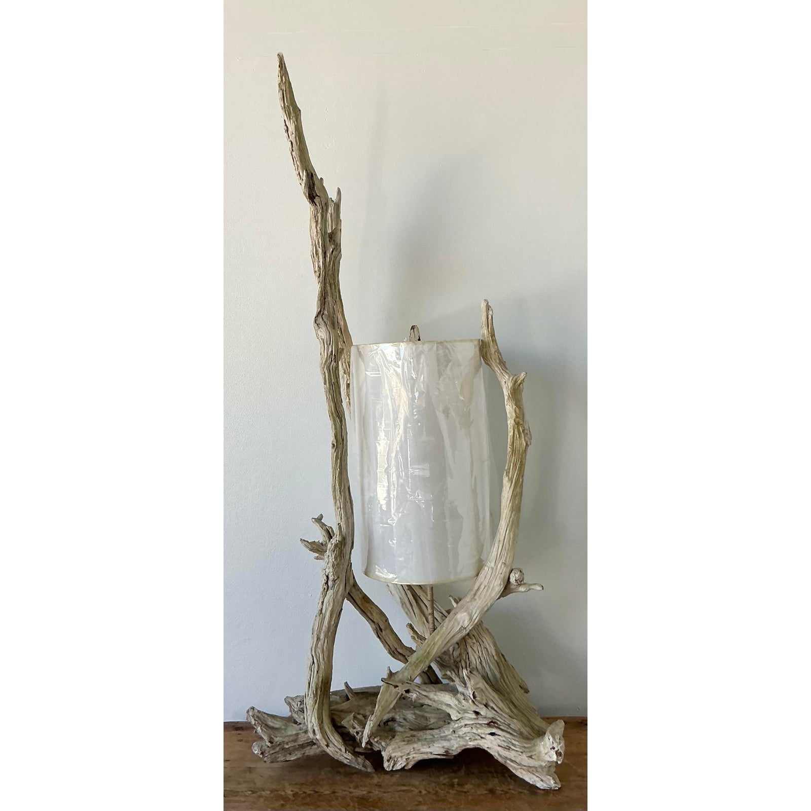 Vintage Boho Driftwood Lamp - Top view