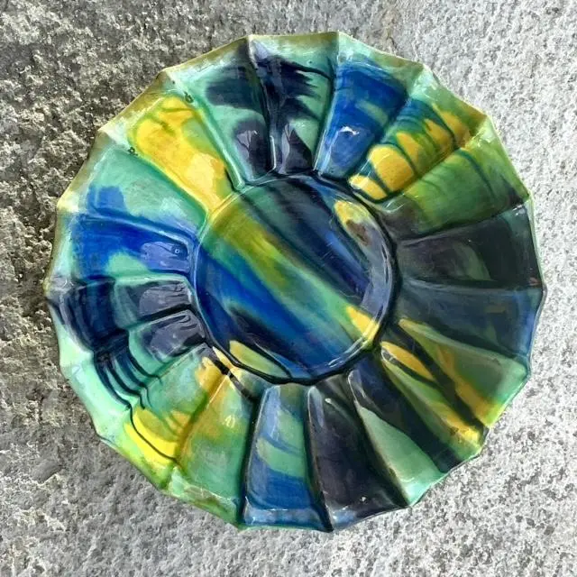 Vintage Boho Drip Glaze Bowl - Detail view