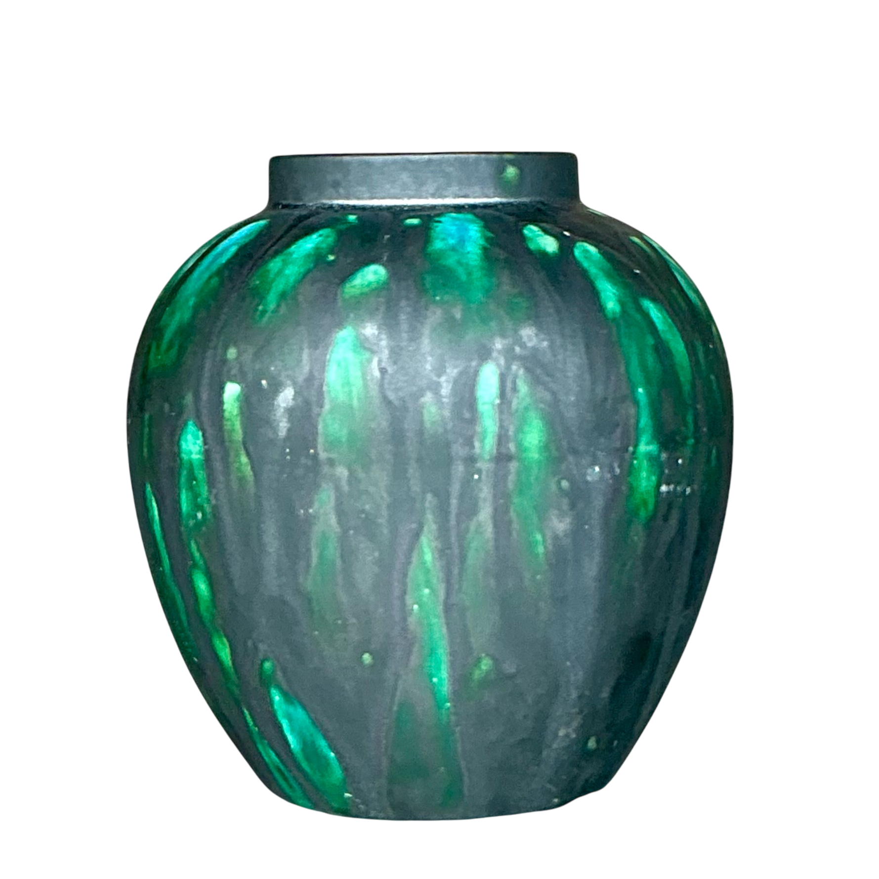 Vintage Boho Drip Glaze Pottery Vase - Detail view