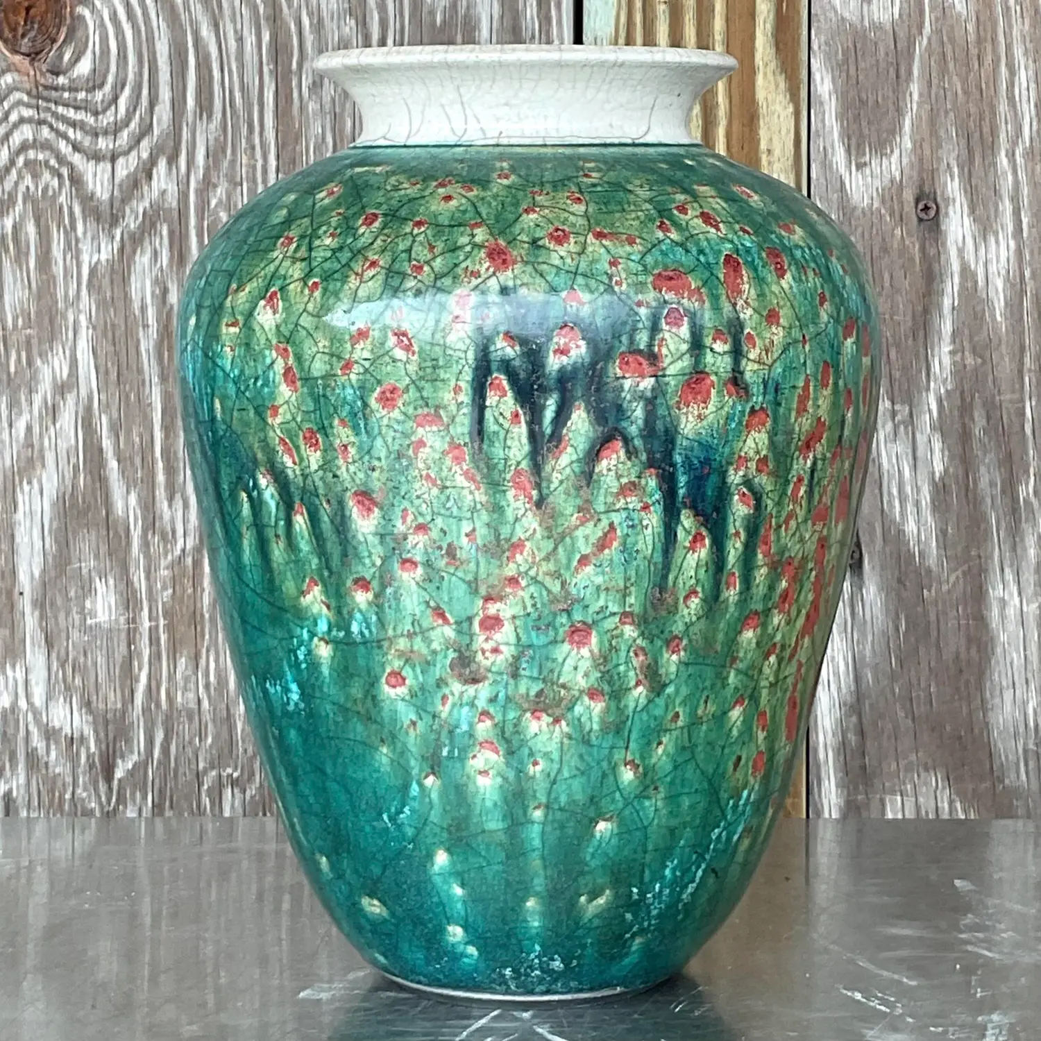 Vintage Boho Drip Glaze Studio Pottery Vase