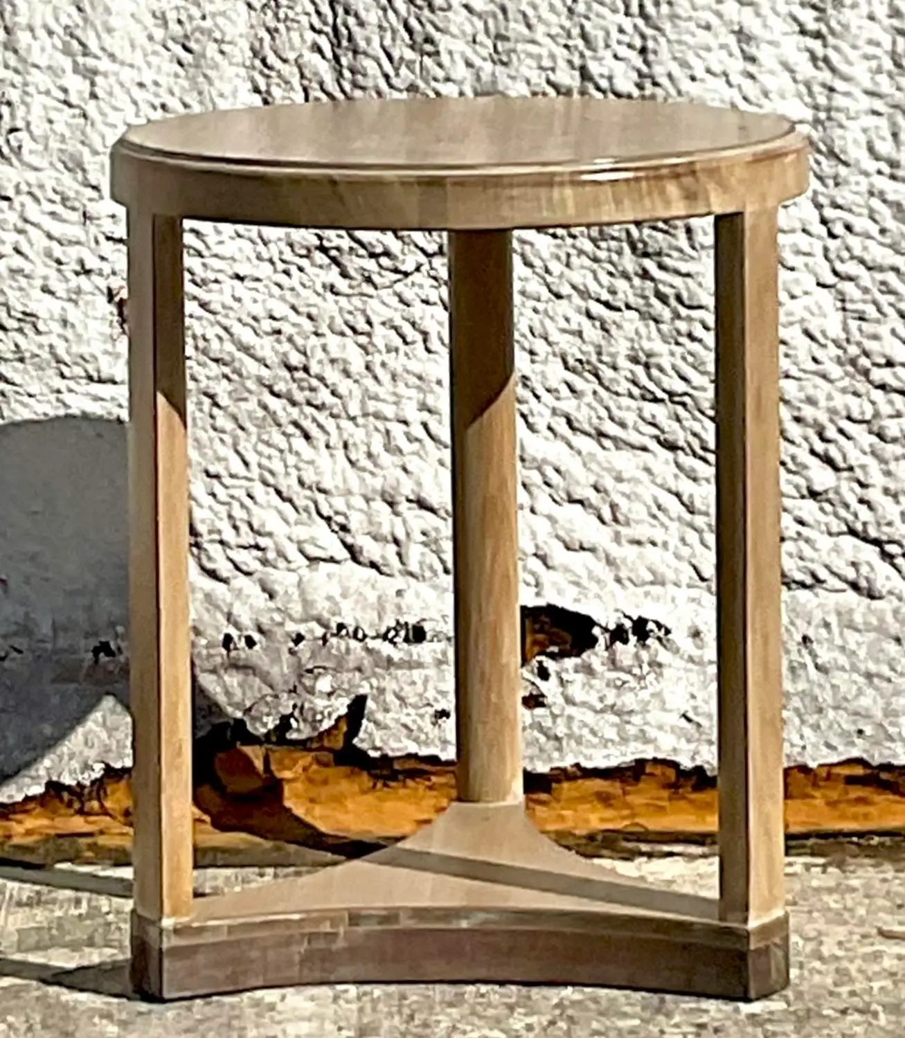 Vintage Boho Dunbar Washed Wood Side Table - Side view