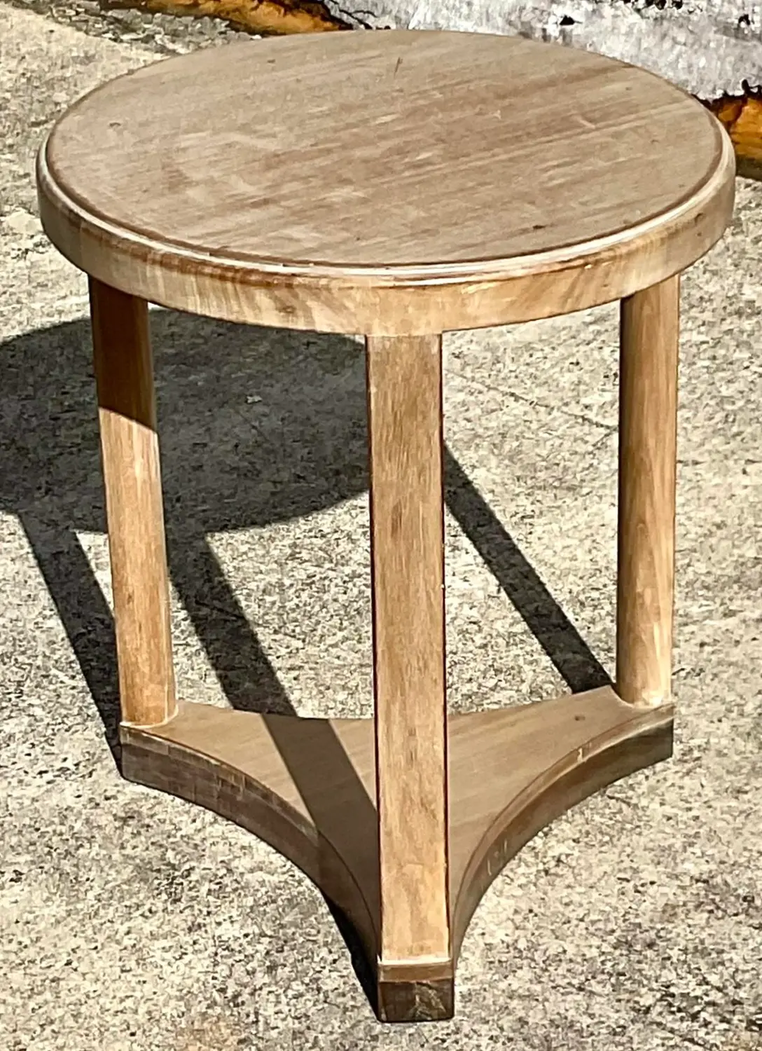 Vintage Boho Dunbar Washed Wood Side Table - Back view
