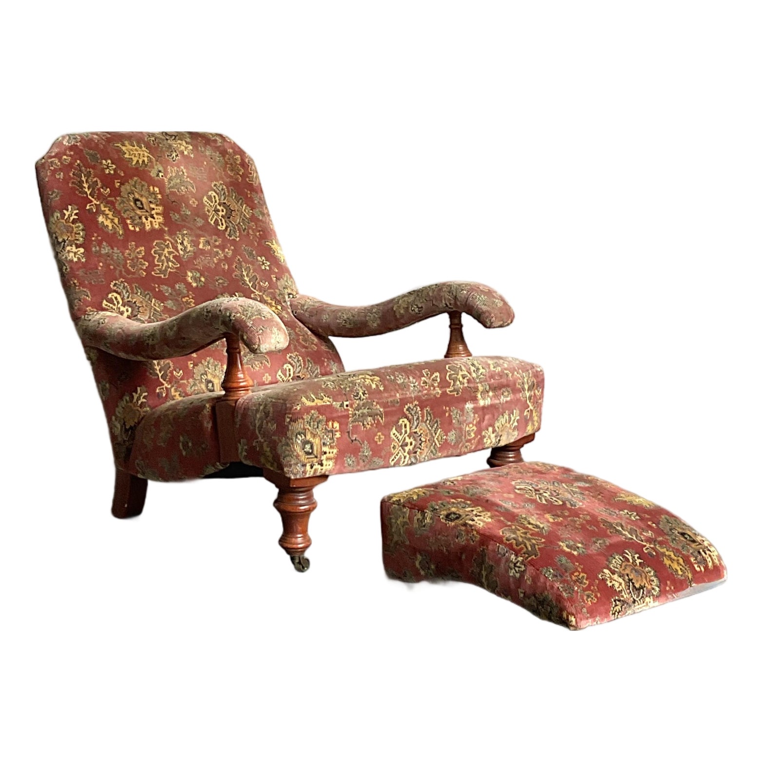 Vintage Boho Edwardian Steamer Chair and Foot Rest