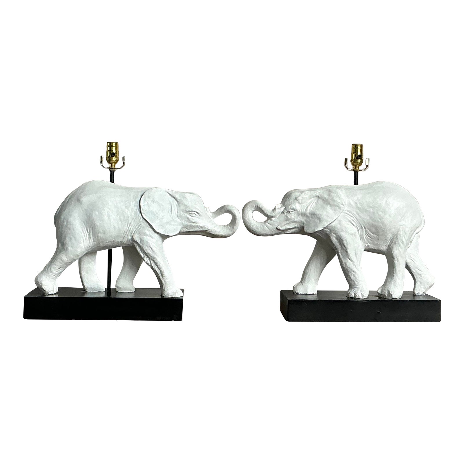 Vintage Boho Elephant Lamps - A Pair