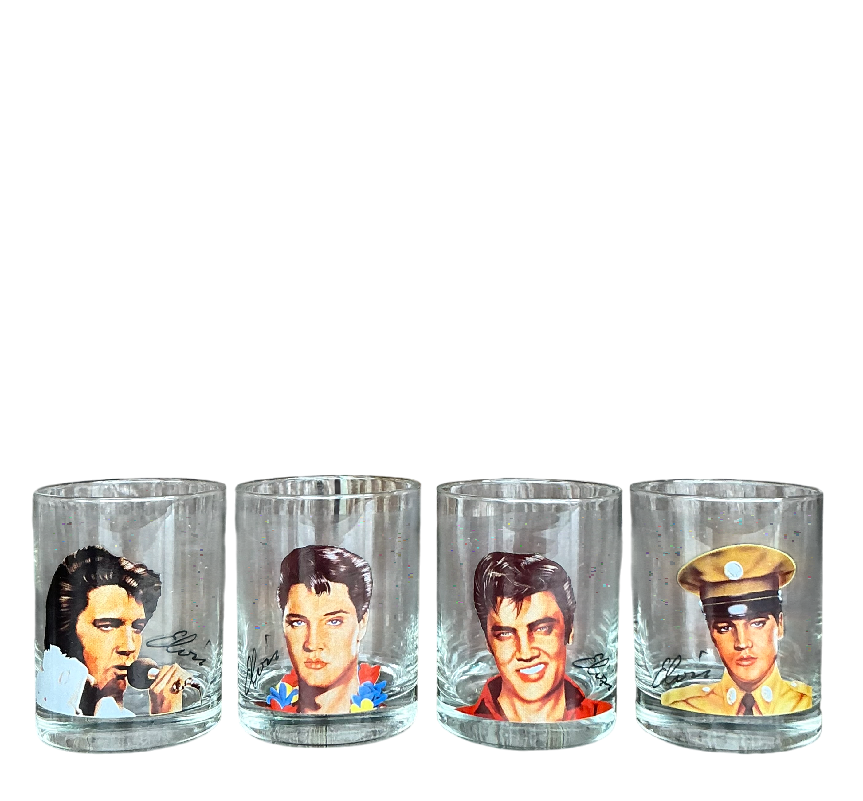 Vintage Boho Elvis Rocks Glasses - Set Of 4 - Detail view