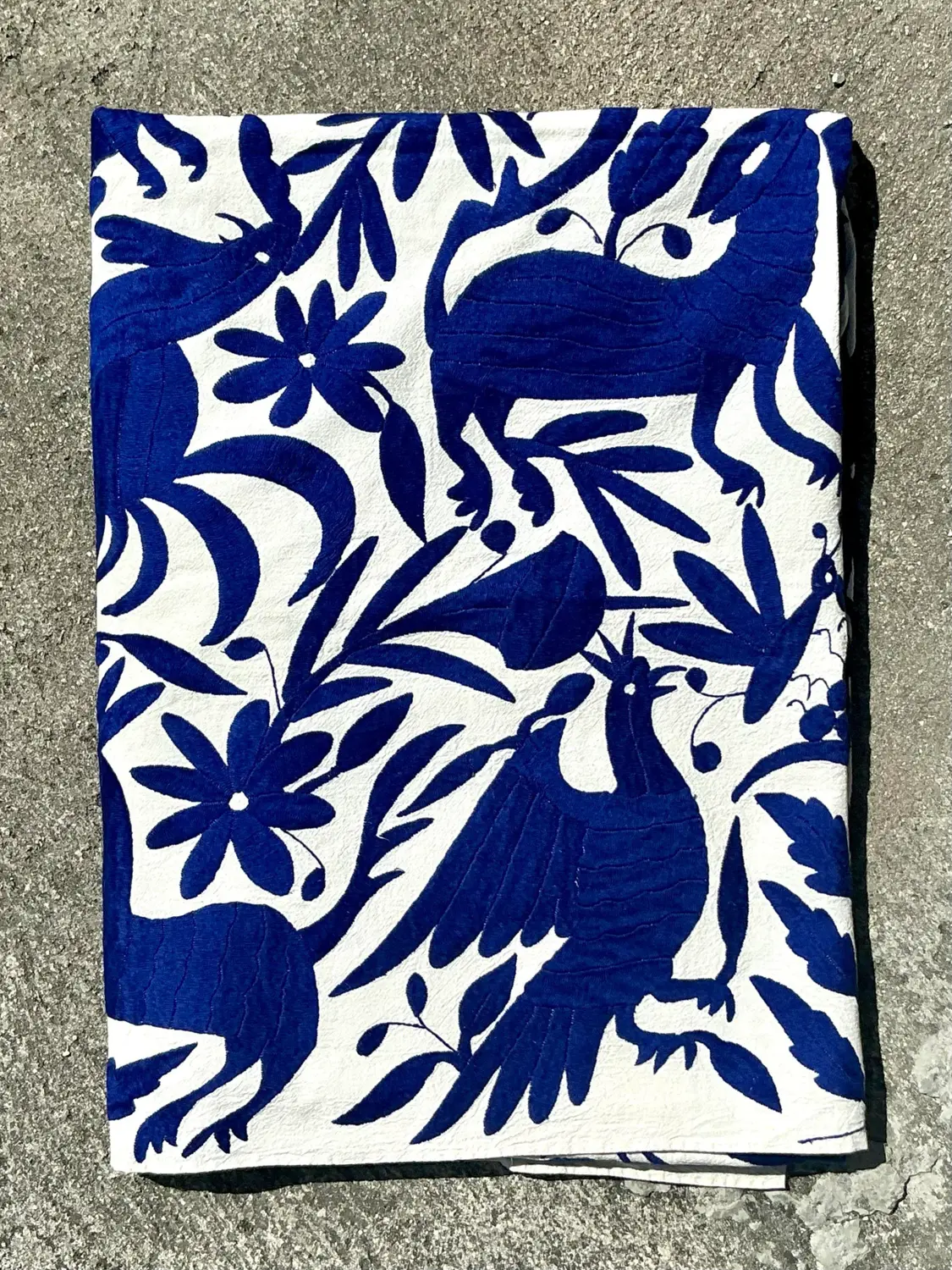 Vintage Boho Embroidered Tablecloth - Side view