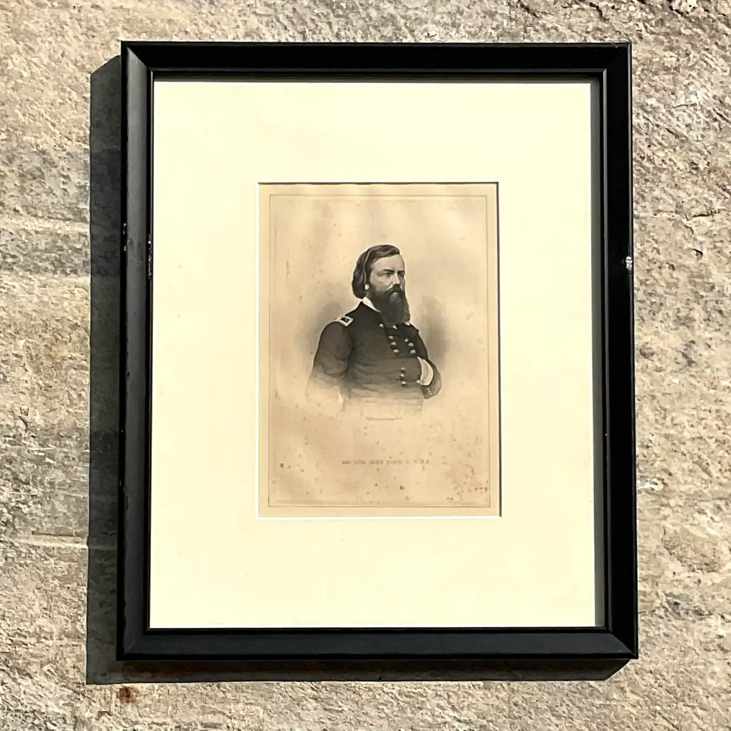 Vintage Boho Engraving of Military Man - Detail view