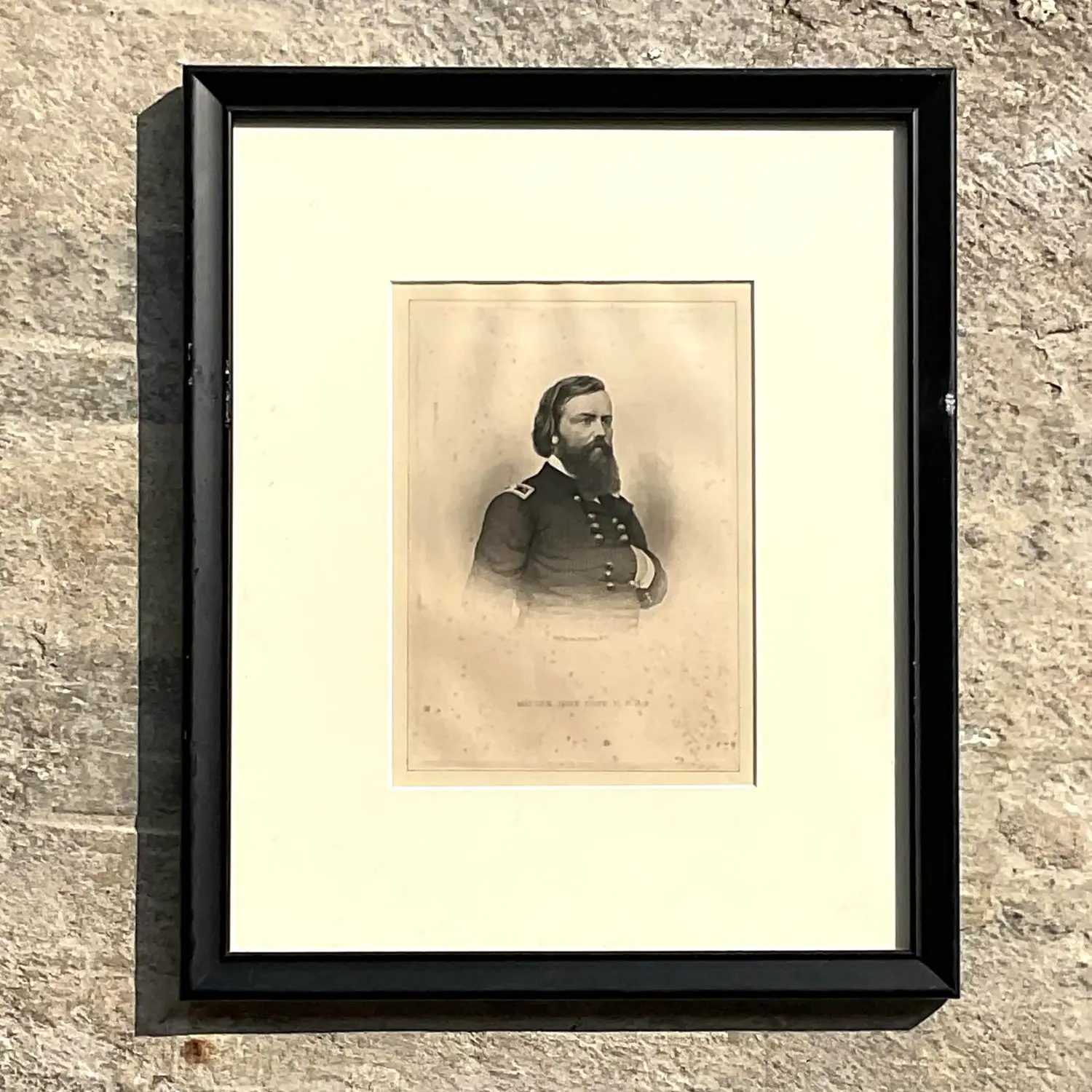 Vintage Boho Engraving of Military Man - Side view