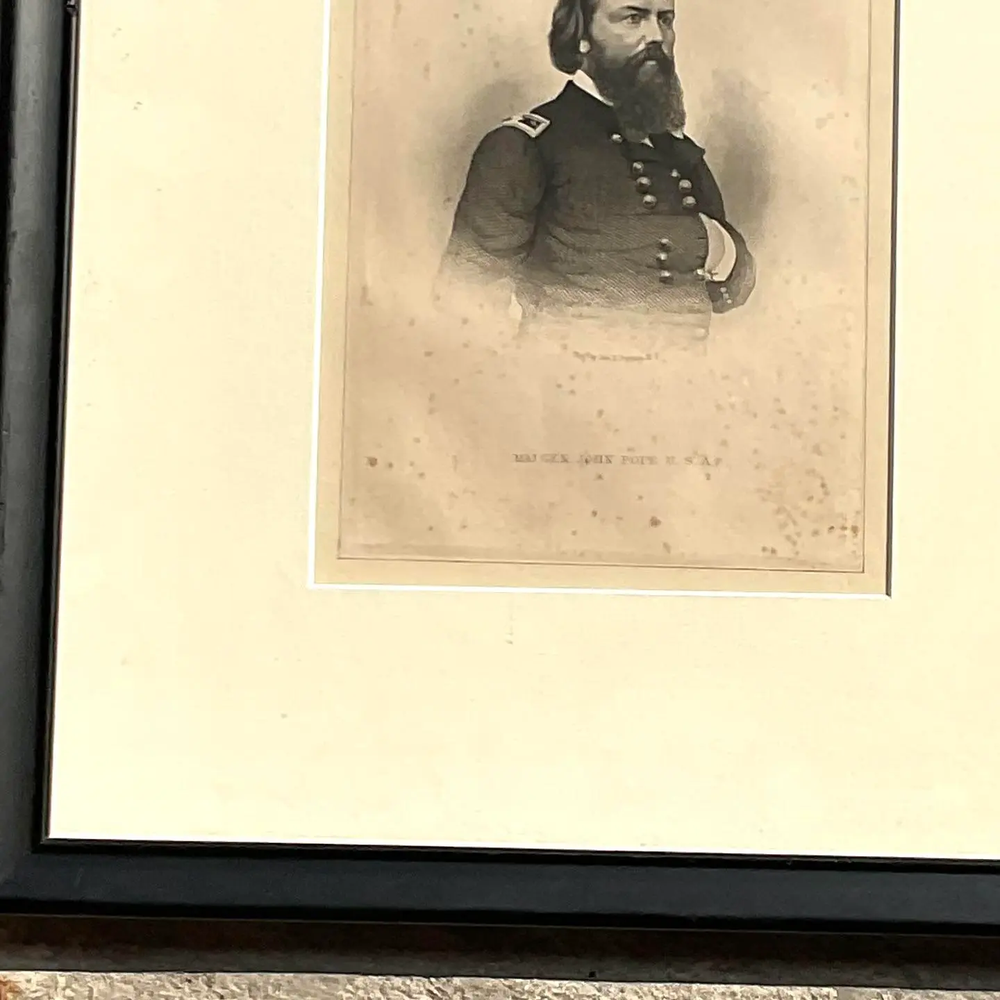 Vintage Boho Engraving of Military Man - Top view