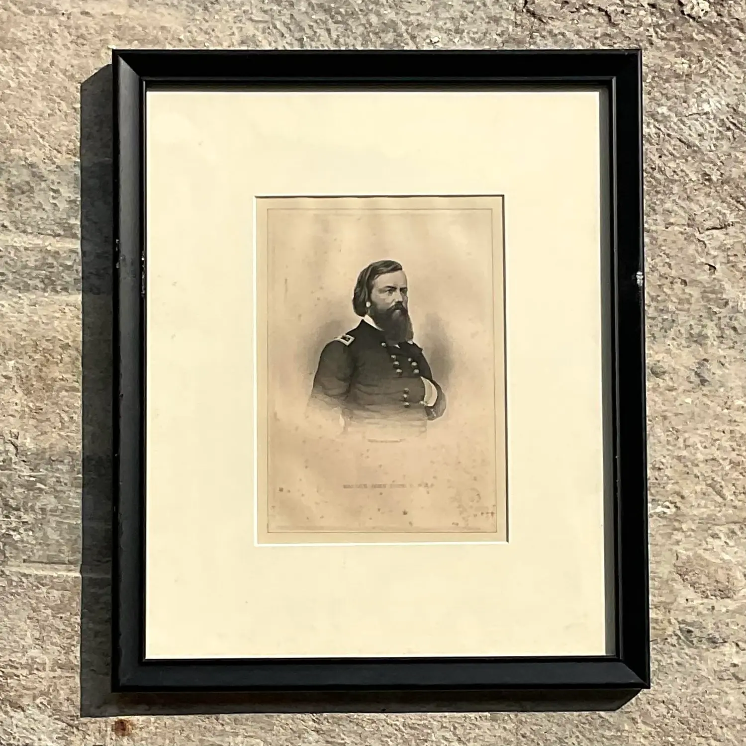 Vintage Boho Engraving of Military Man - Back view