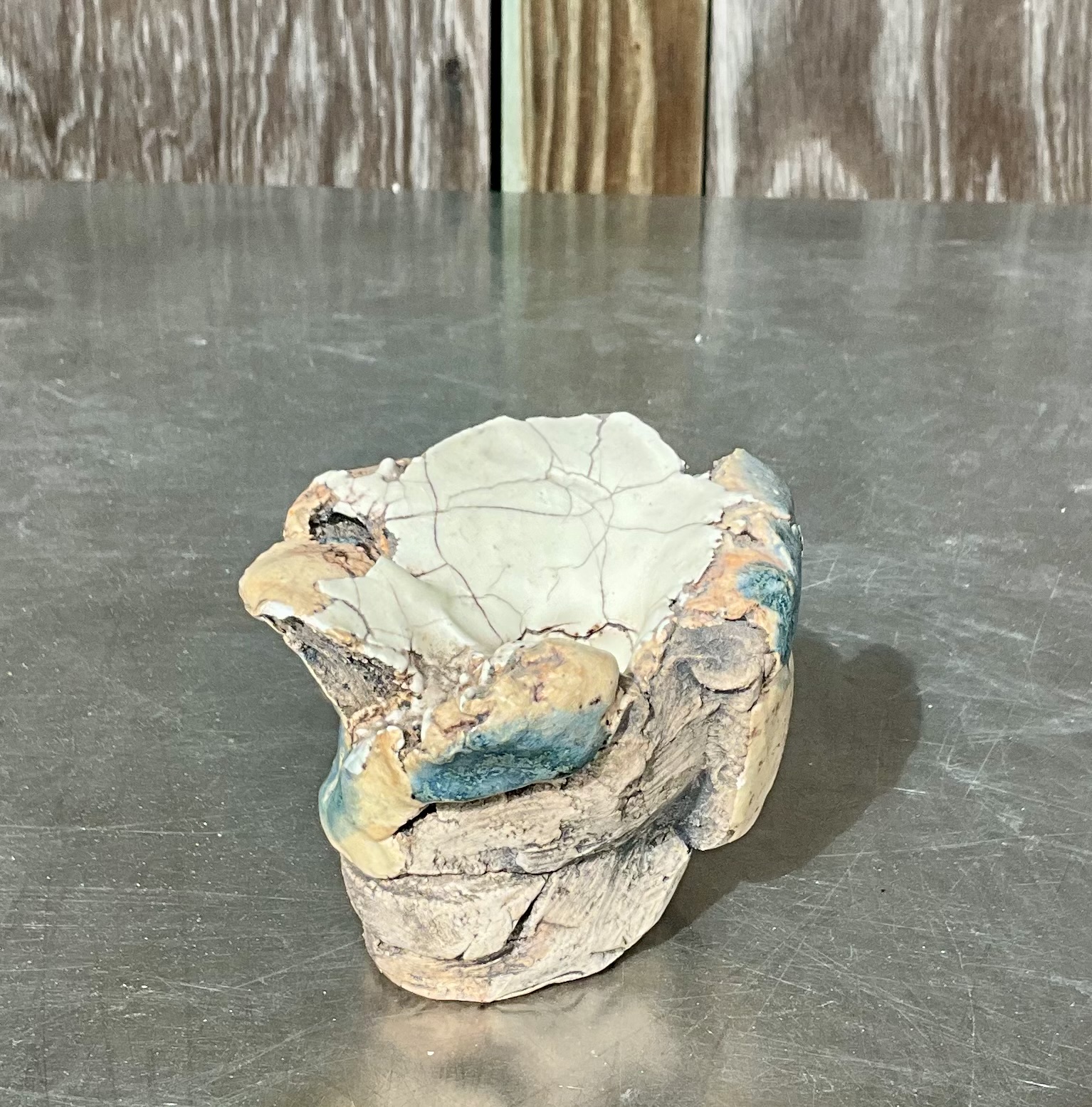 Vintage Boho Exploded Studio Art Candle Stick - Side view