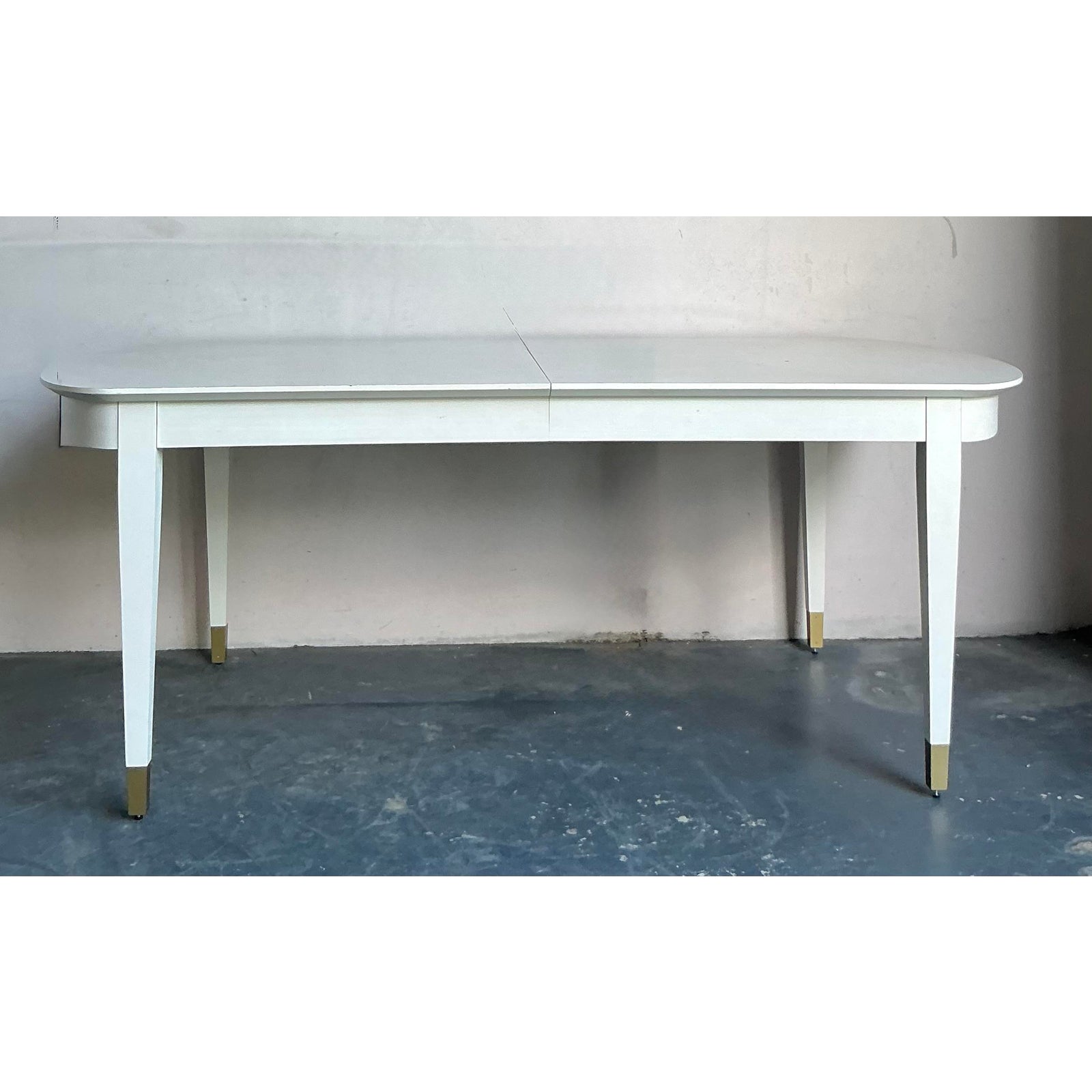 Vintage Boho Extendable Dining Table With Brass Caps - Side view