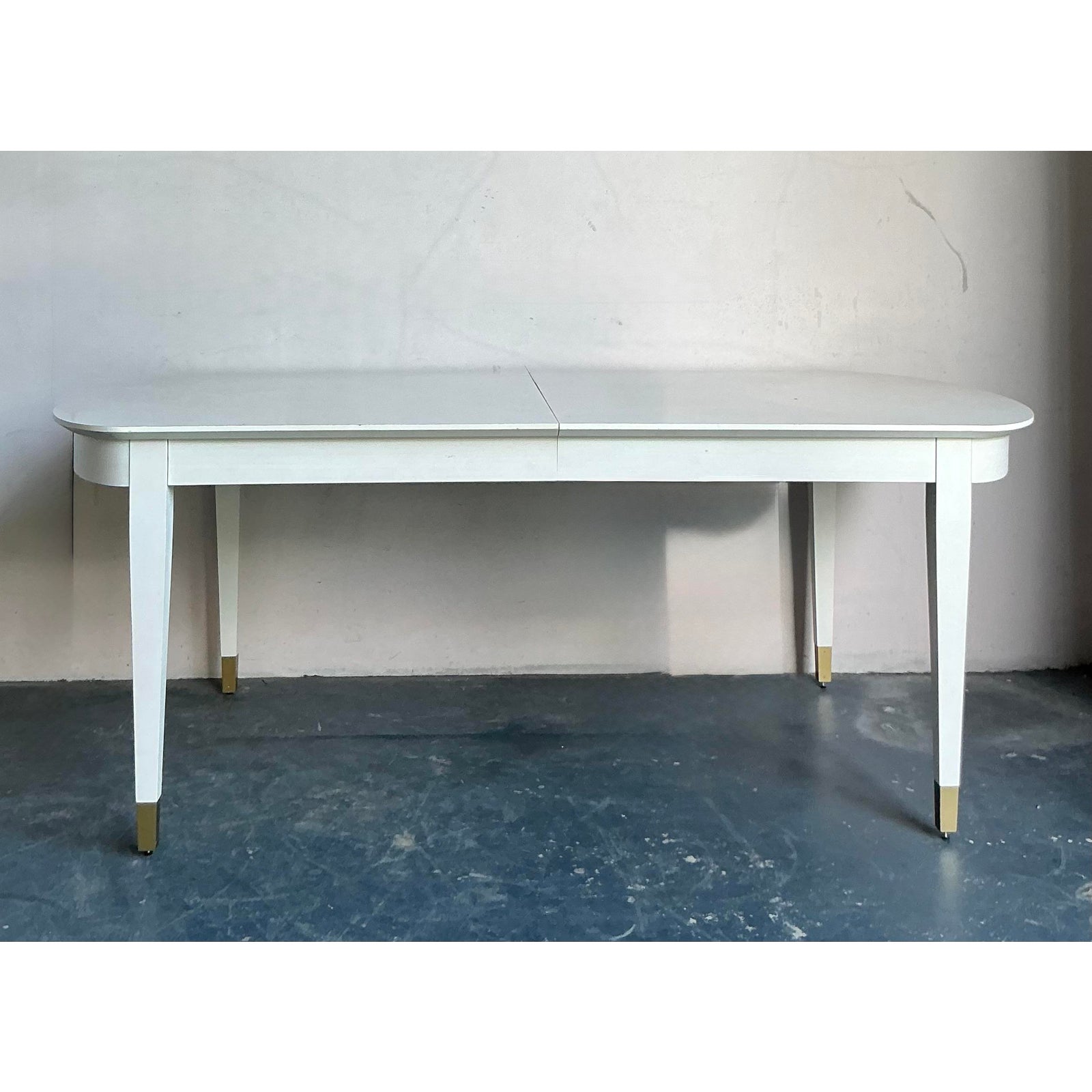 Vintage Boho Extendable Dining Table With Brass Caps - Top view
