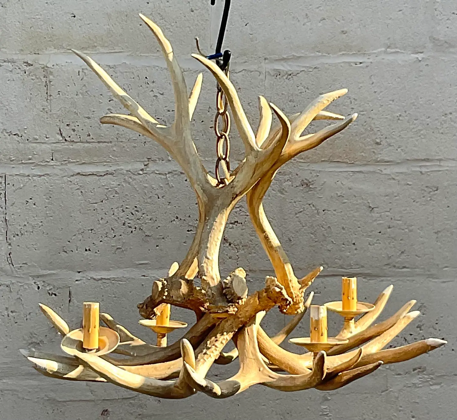 Vintage Boho Faux Antler Chandelier - Side view