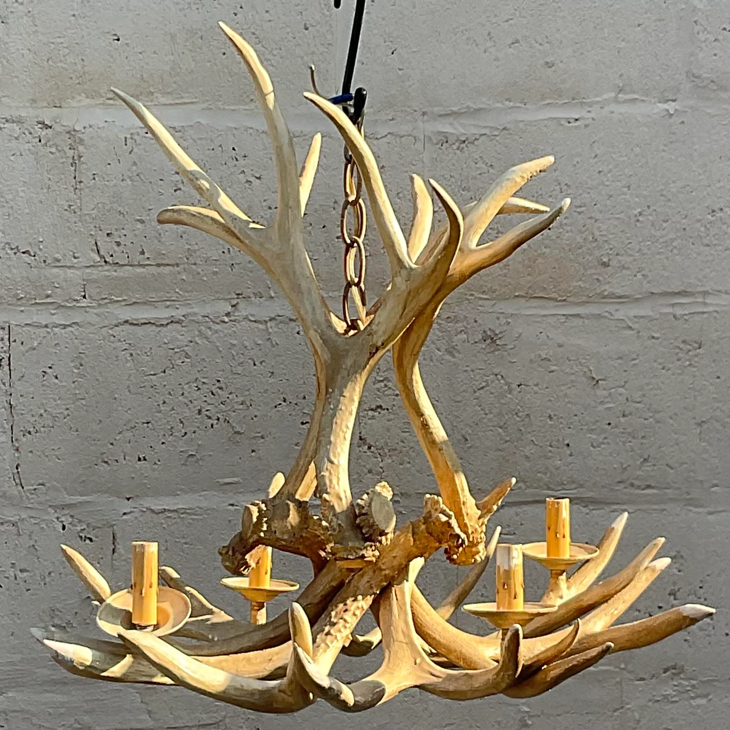 Vintage Boho Faux Antler Chandelier - Detail view