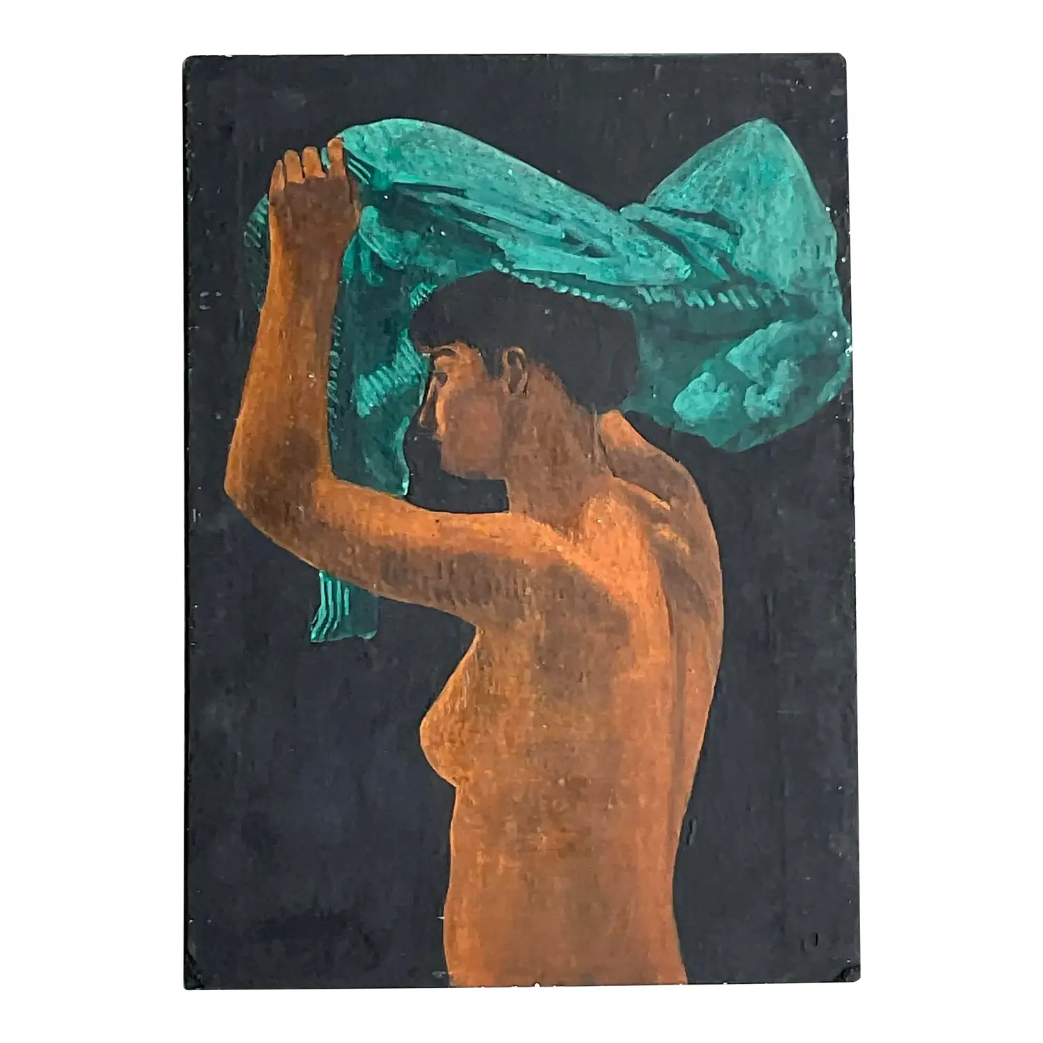 Vintage Boho Figural Oil Painting on Board