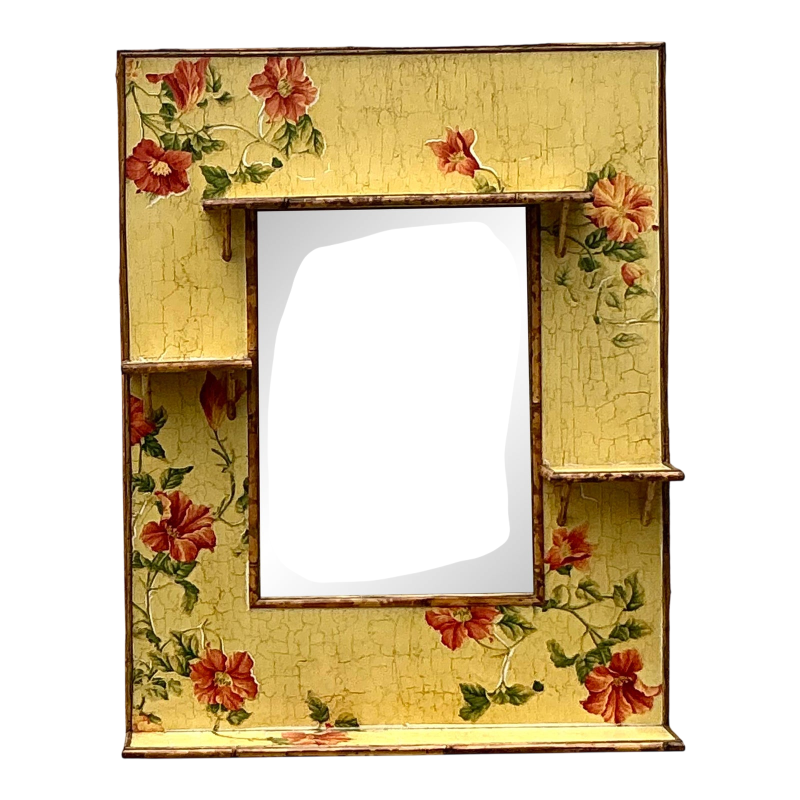 Vintage Boho Floating Floral Mirror - Detail view