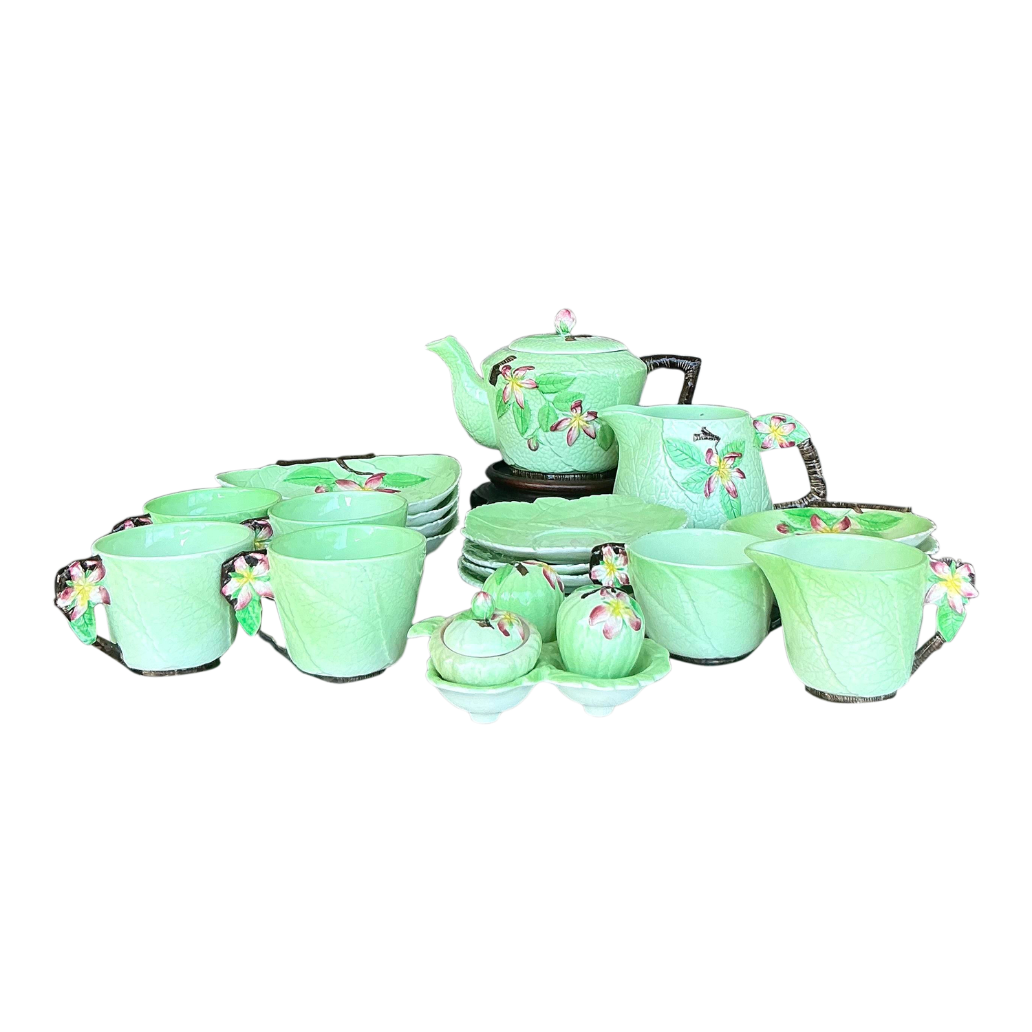 Vintage Boho Floral Carlton Ware Tea Set of 21 - Detail view