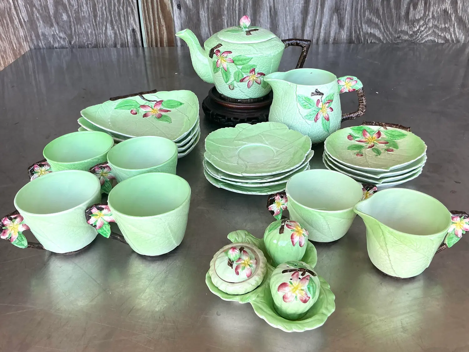 Vintage Boho Floral Carlton Ware Tea Set of 21 - Top view