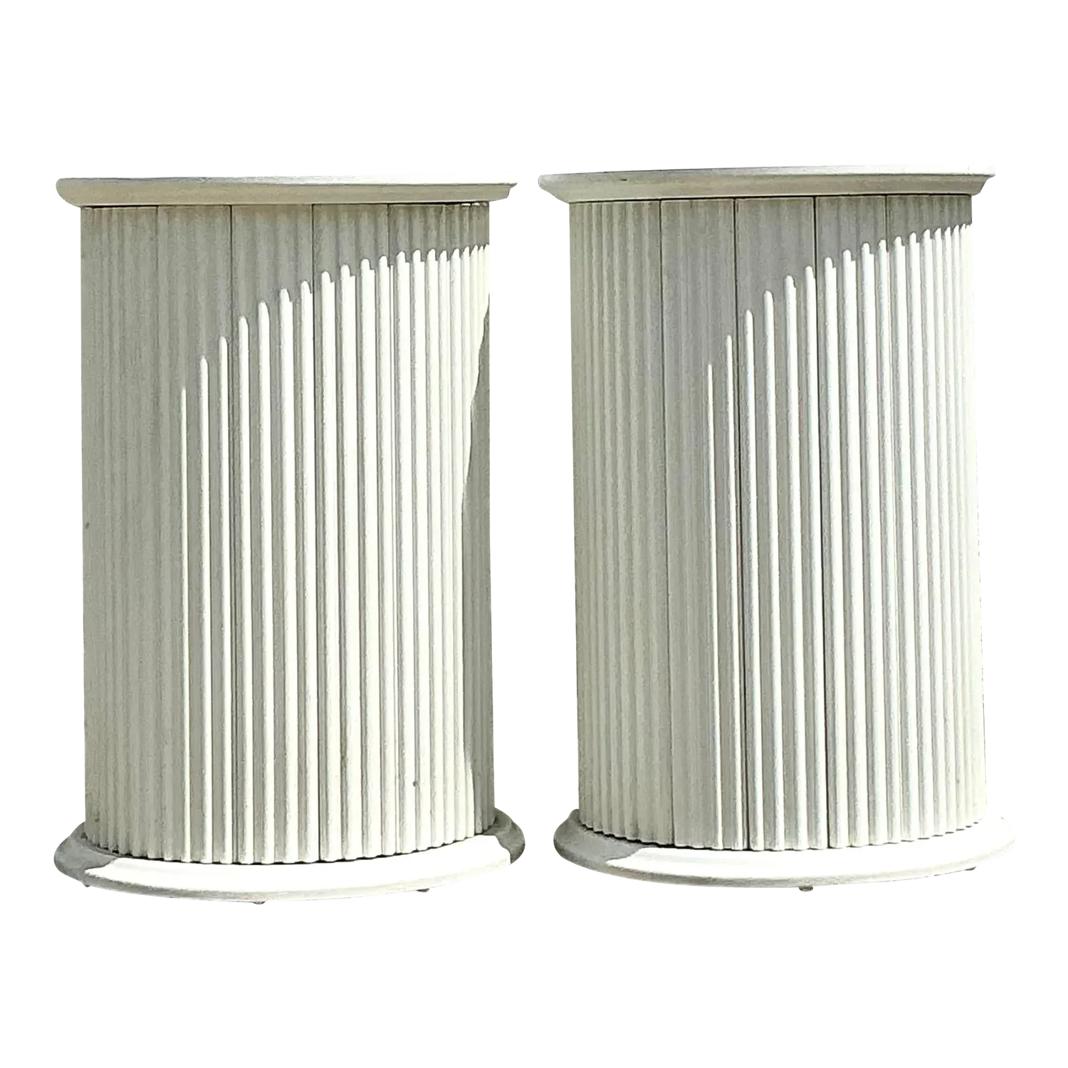 Vintage Boho Fluted Column Pedestals - a Pair