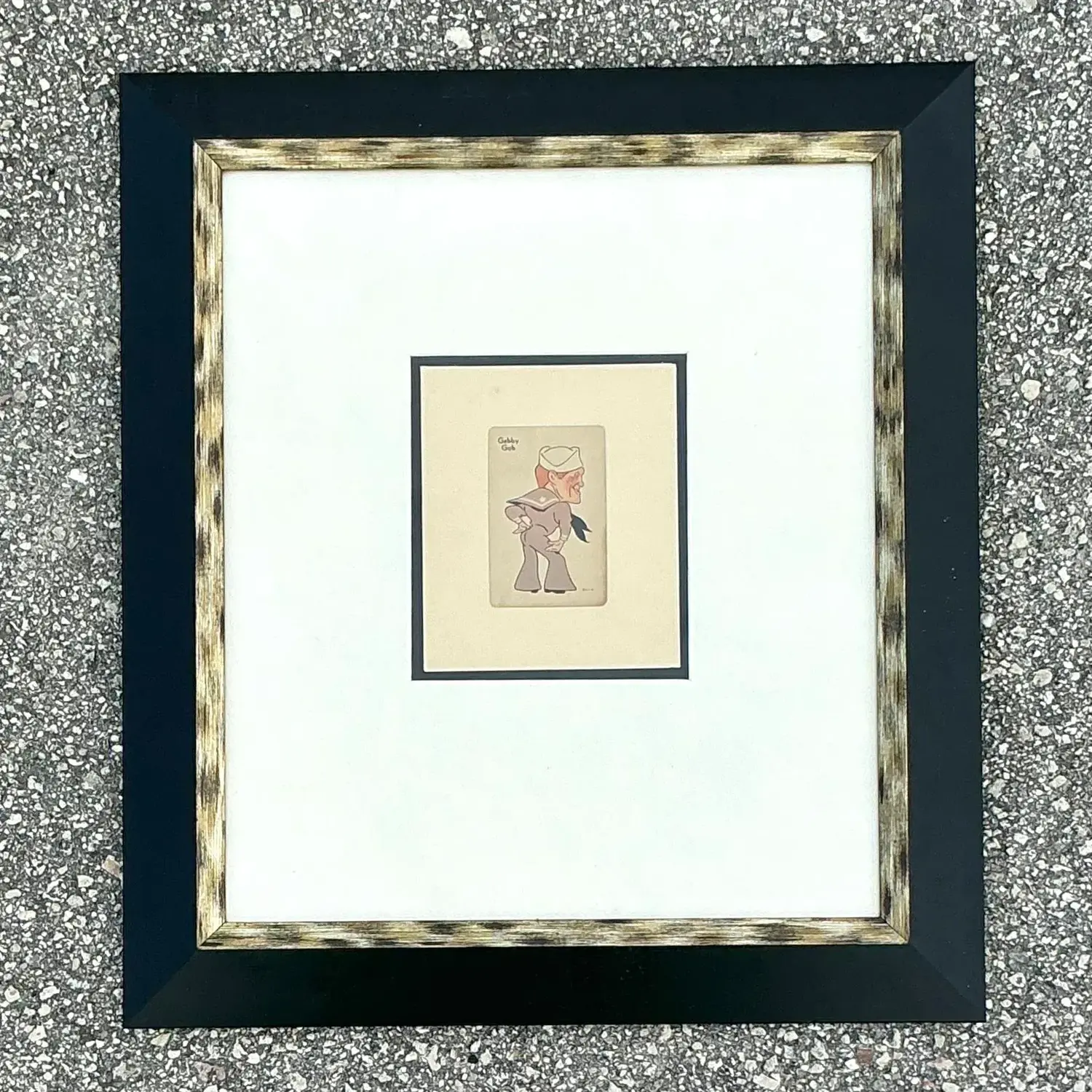 Vintage Boho Framed 1938 Old Maid Playing Card - Detail view