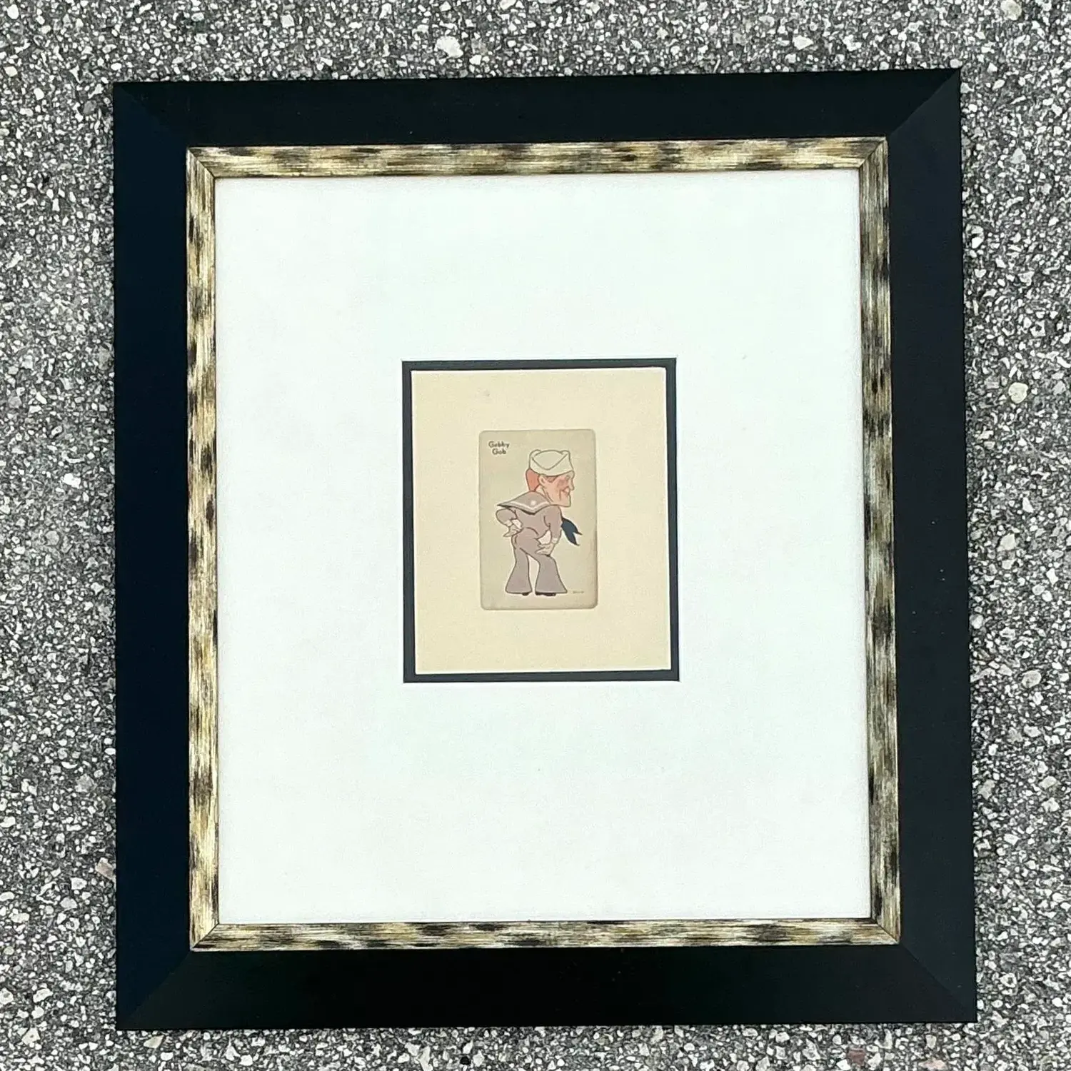 Vintage Boho Framed 1938 Old Maid Playing Card - Back view