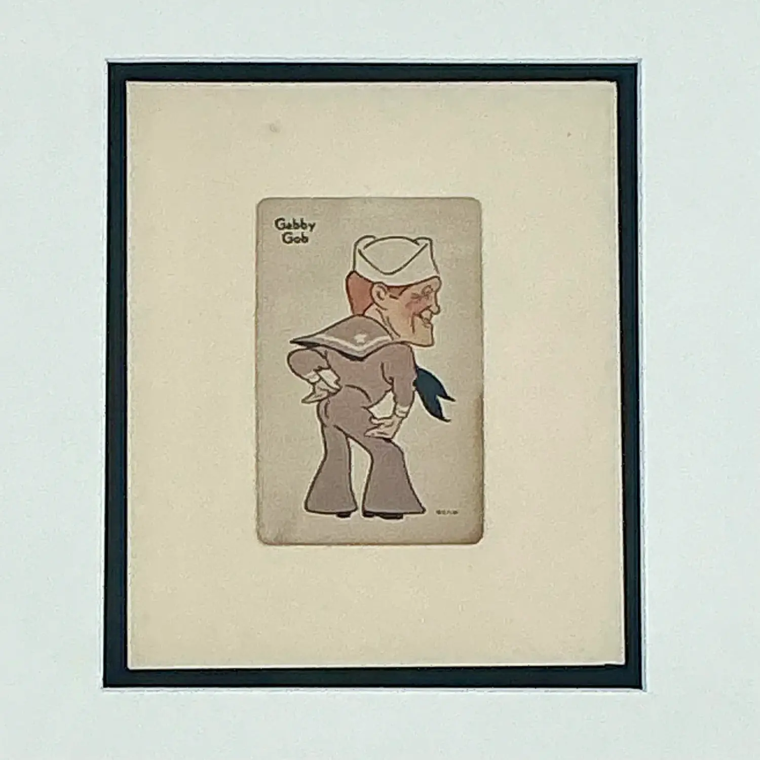 Vintage Boho Framed 1938 Old Maid Playing Card - Top view