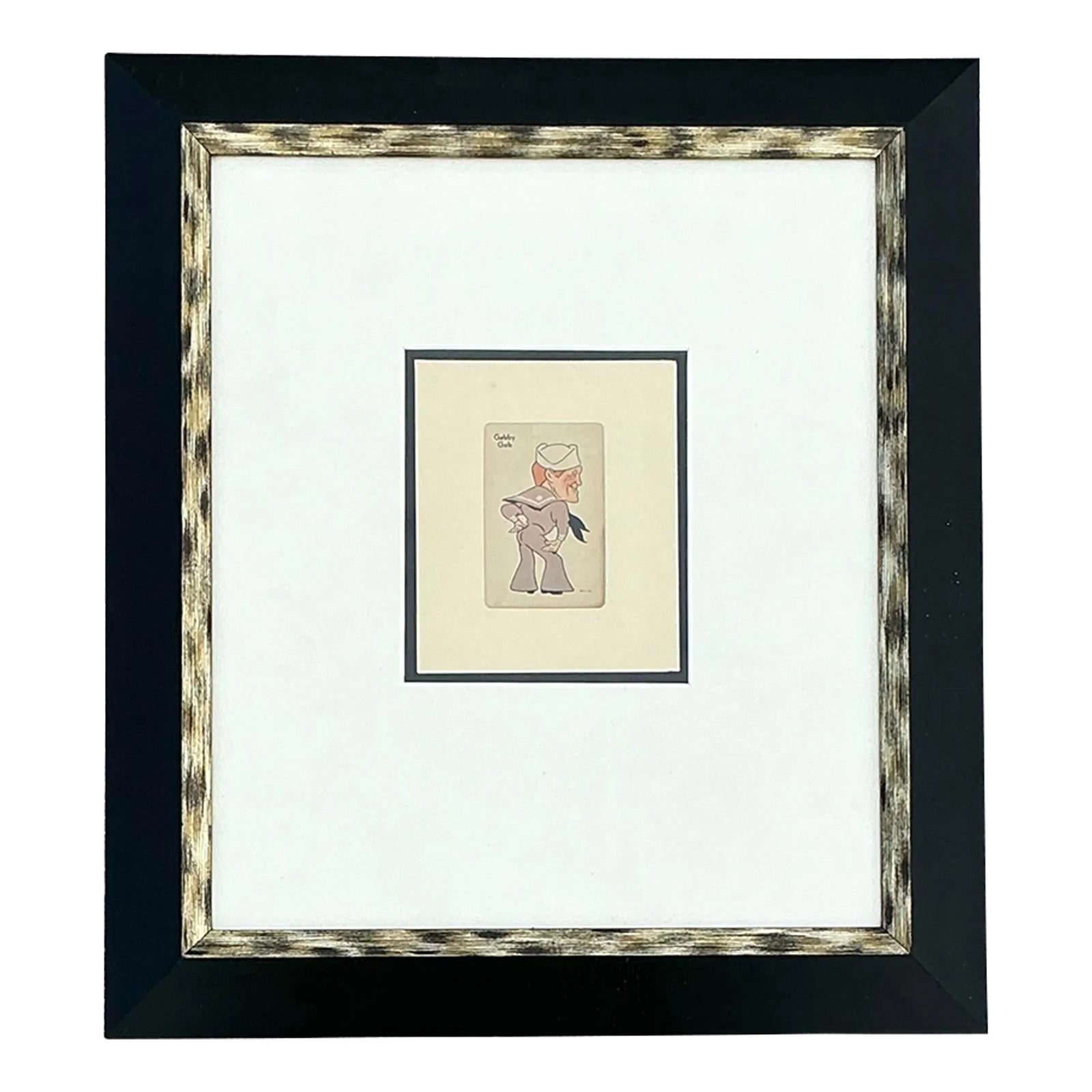 Vintage Boho Framed 1938 Old Maid Playing Card