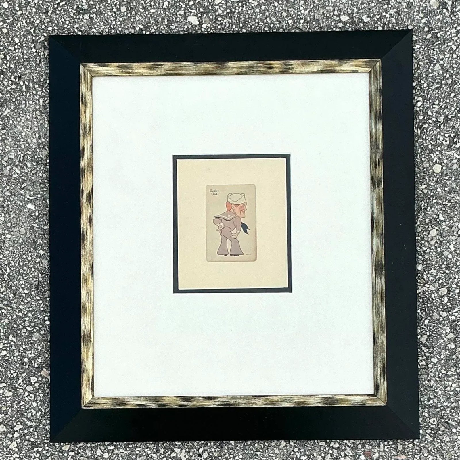 Vintage Boho Framed 1938 Old Maid Playing Card - Back view
