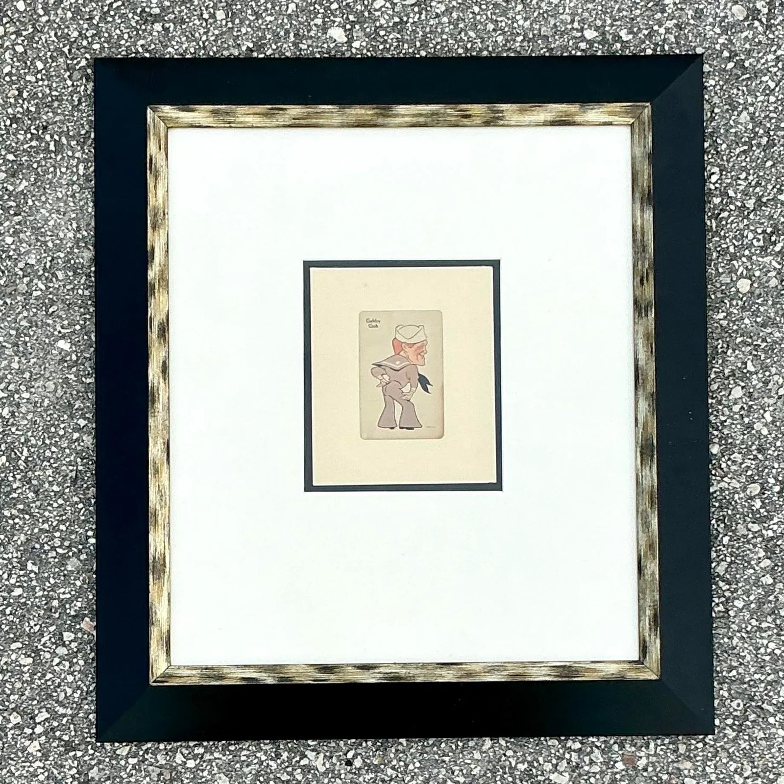 Vintage Boho Framed 1938 Old Maid Playing Card - Detail view