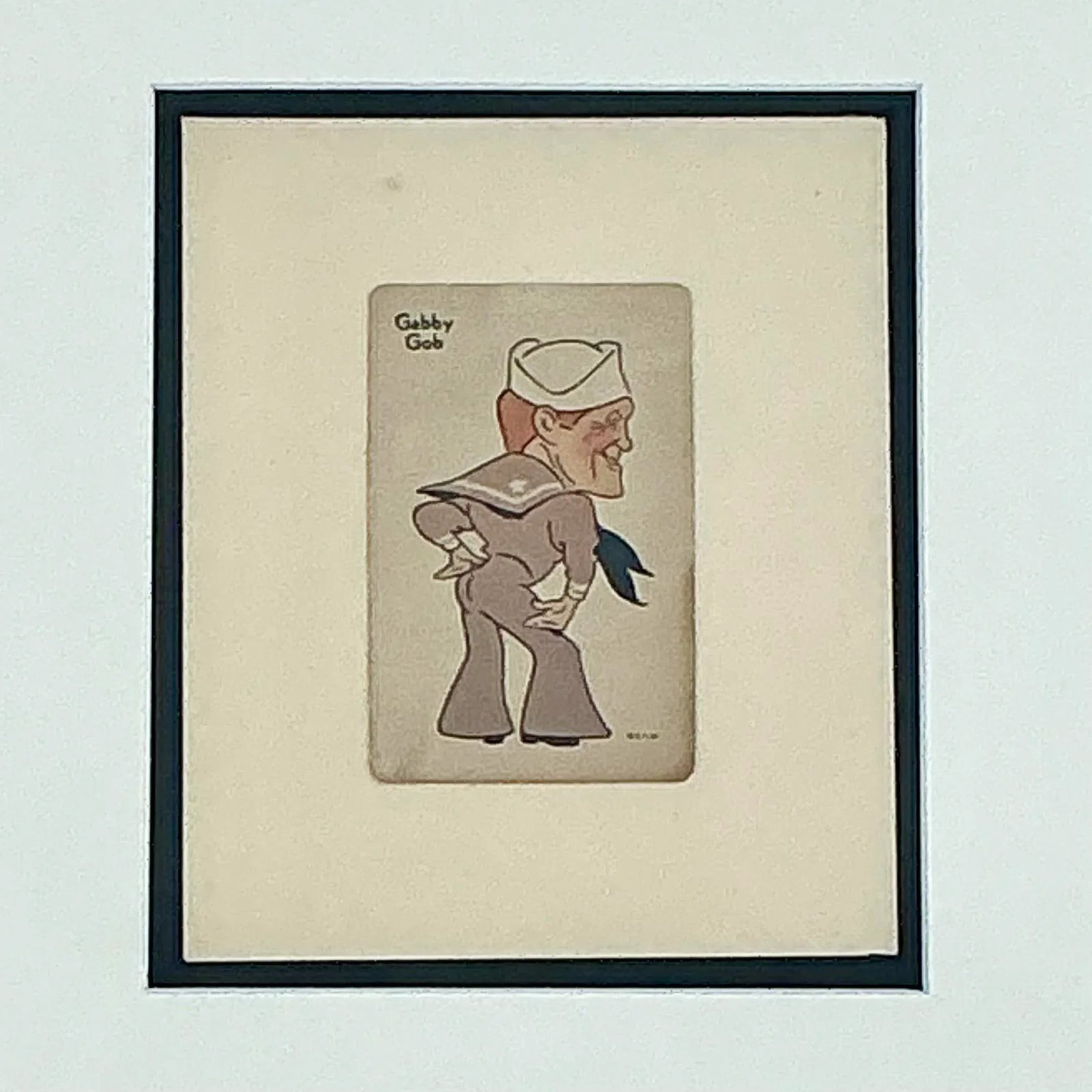 Vintage Boho Framed 1938 Old Maid Playing Card - Side view