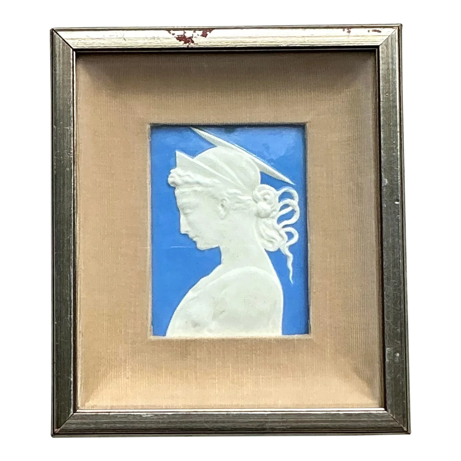 Vintage Boho Framed Ceramic Profile Relief