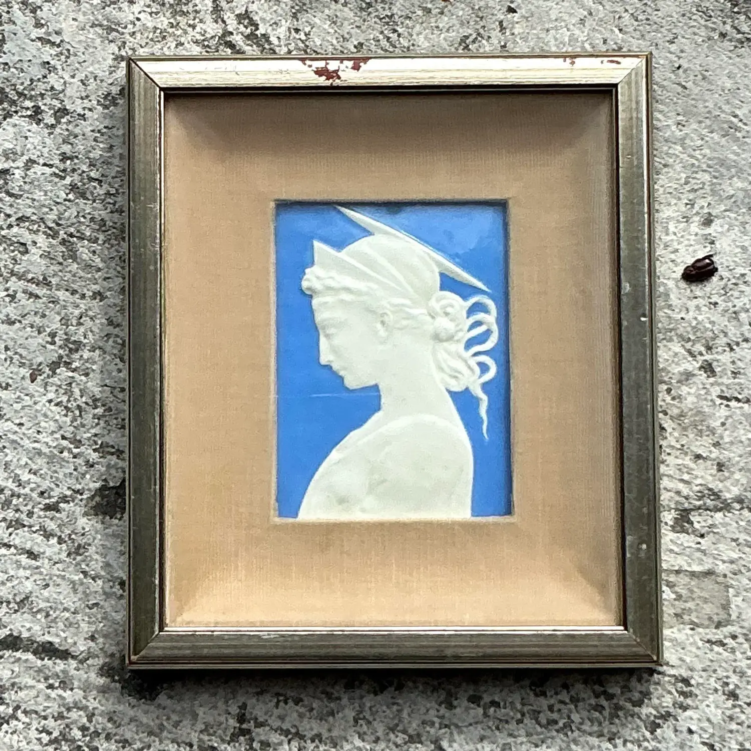 Vintage Boho Framed Ceramic Profile Relief - Detail view