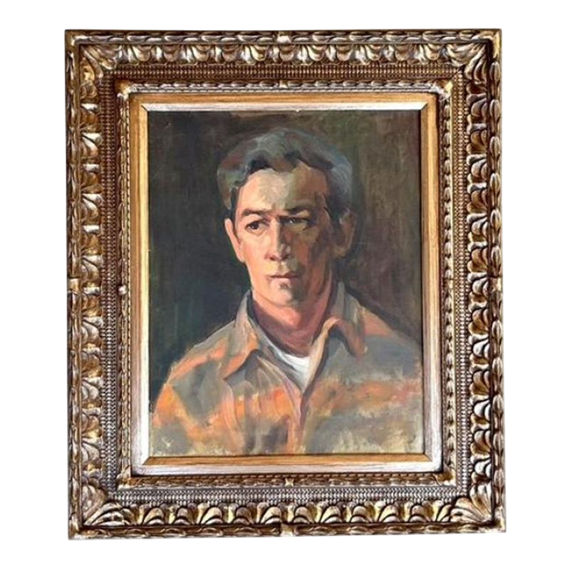 Vintage Boho Framed Original Portrait on Canvas