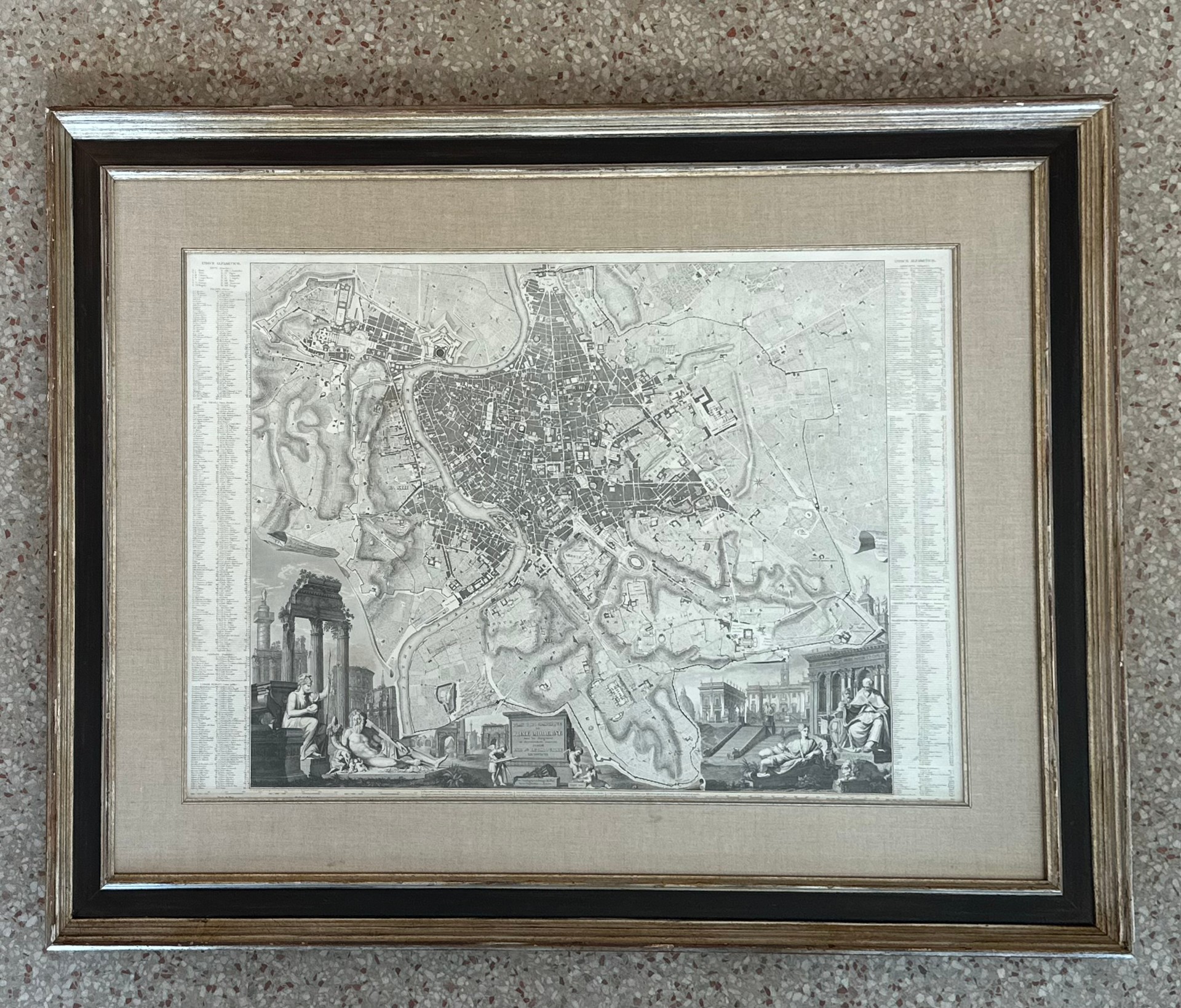 Vintage Boho Framed Print of Map - Top view