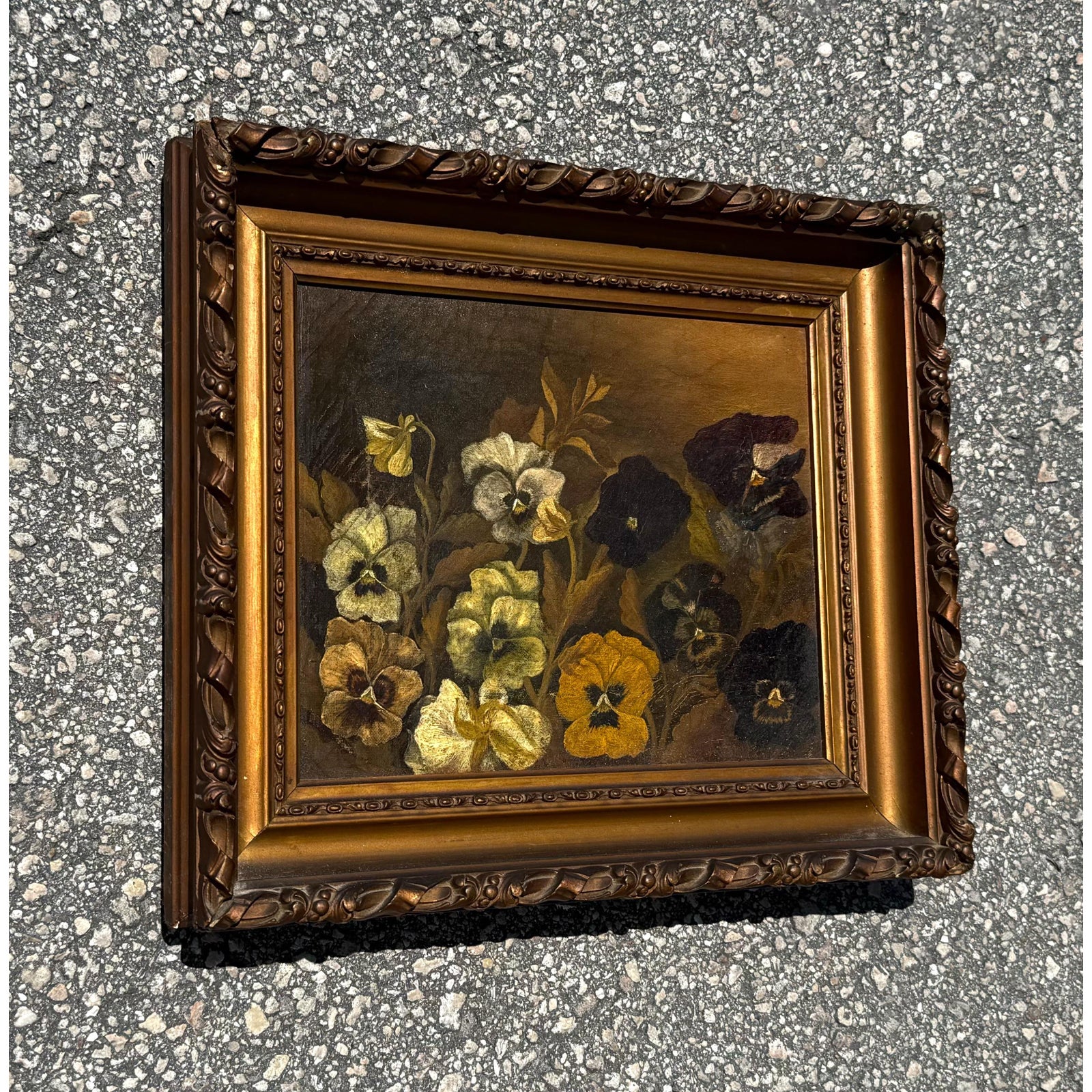Vintage Boho Framed Still Life Oil on Canvas - Back view